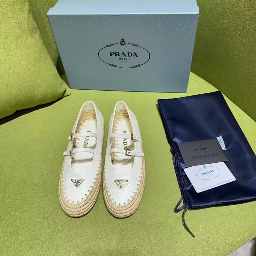 PRA NAPPA LEATHER BALLERINAS WHITE