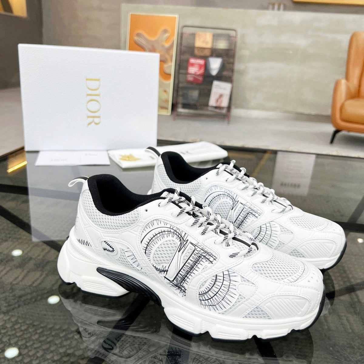 CD Chrono Sneaker In White Mesh Fabric With Fleece Lining 992618