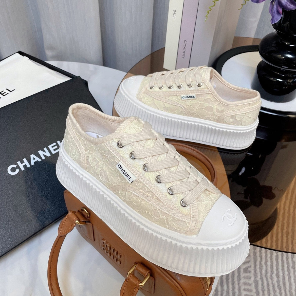 CC 2026 Casual Sneakers Dark Green Beige Suede Canvas 668052 main image 1