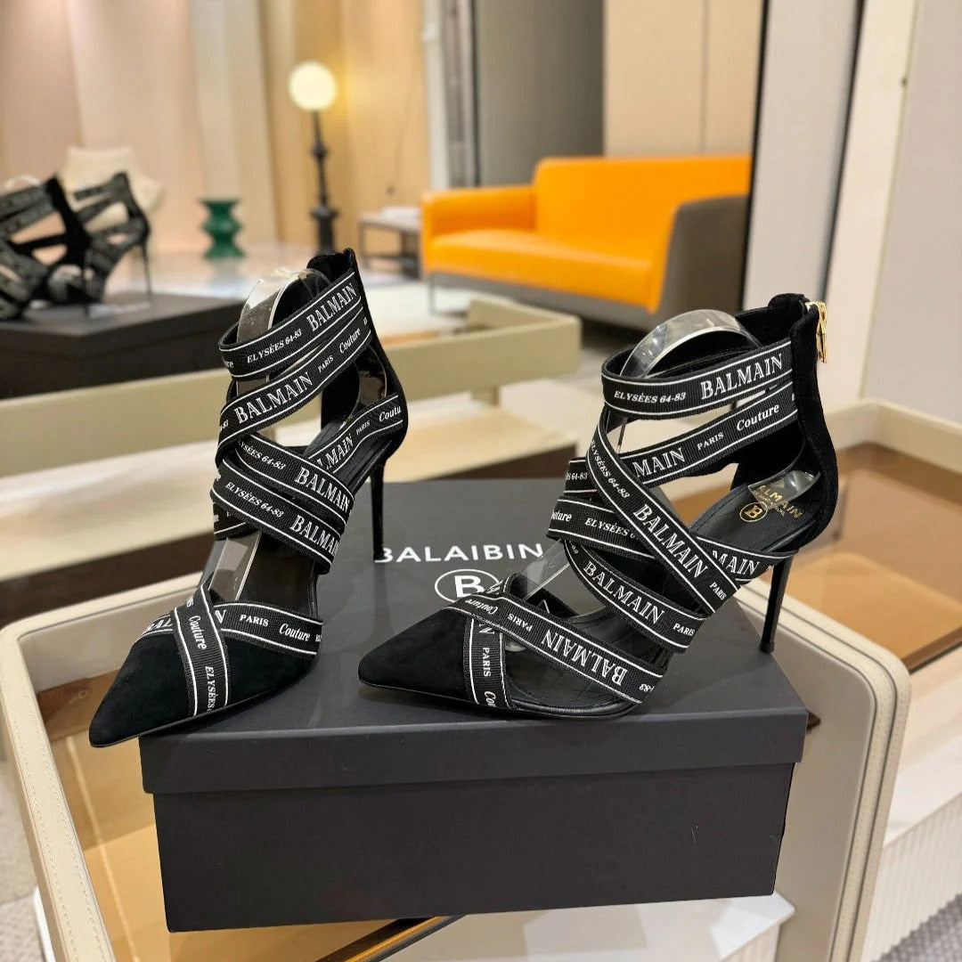 VALENTINO 25S HIGH-HEEL MULES 60 MM IN BLACK VELVET AND CALFSKIN WITH GOLD HARDWARE