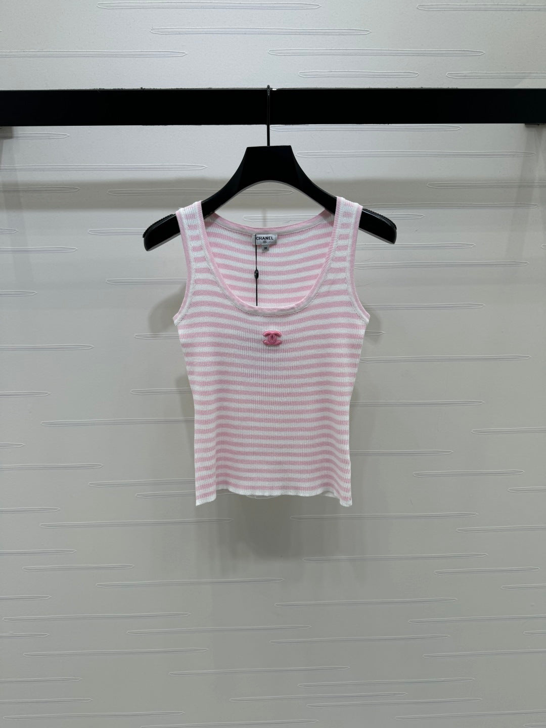 CC Logo Striped Ribbed Tank Top Wool 406478