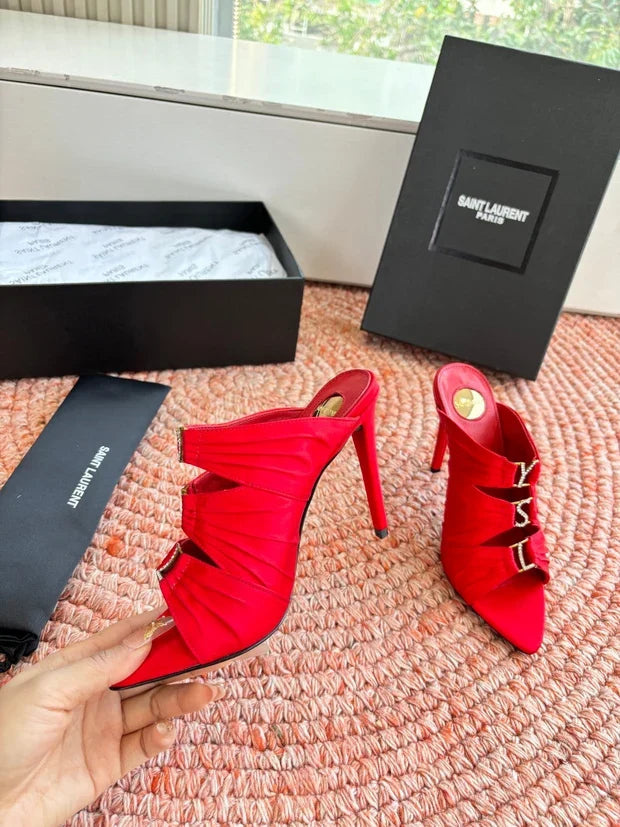YSL 2026 High Heels Sandals 110mm Silk Leather 648786