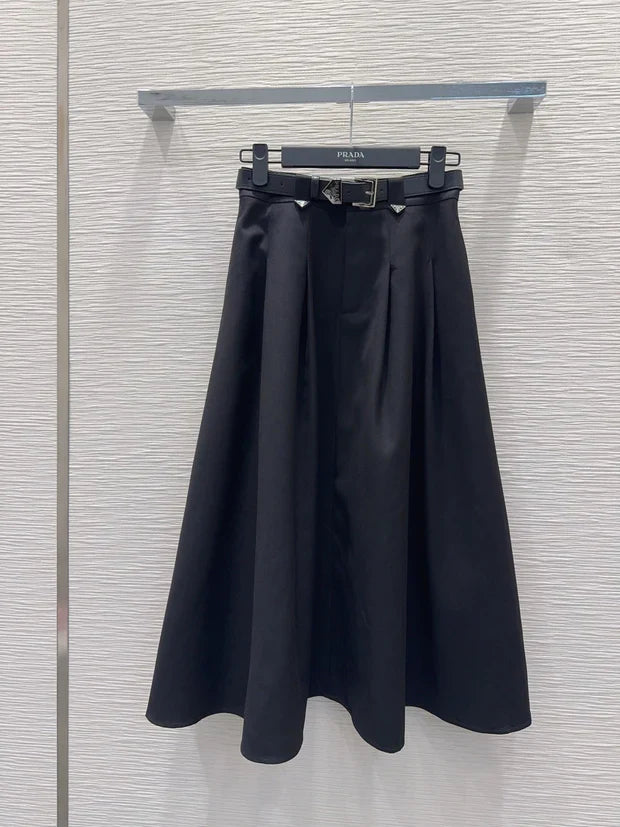 Prada 2026 Midi Skirt Black and Gray Polyester 131890