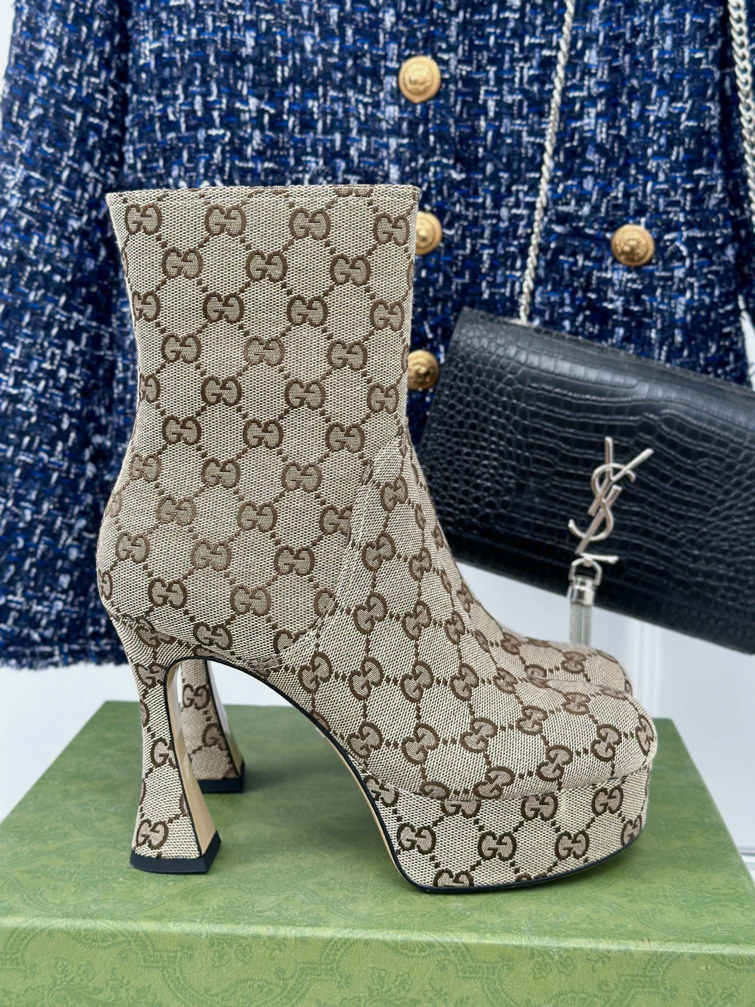 GG 26s Platform Ankle Boots 11.5cm Canvas 174671