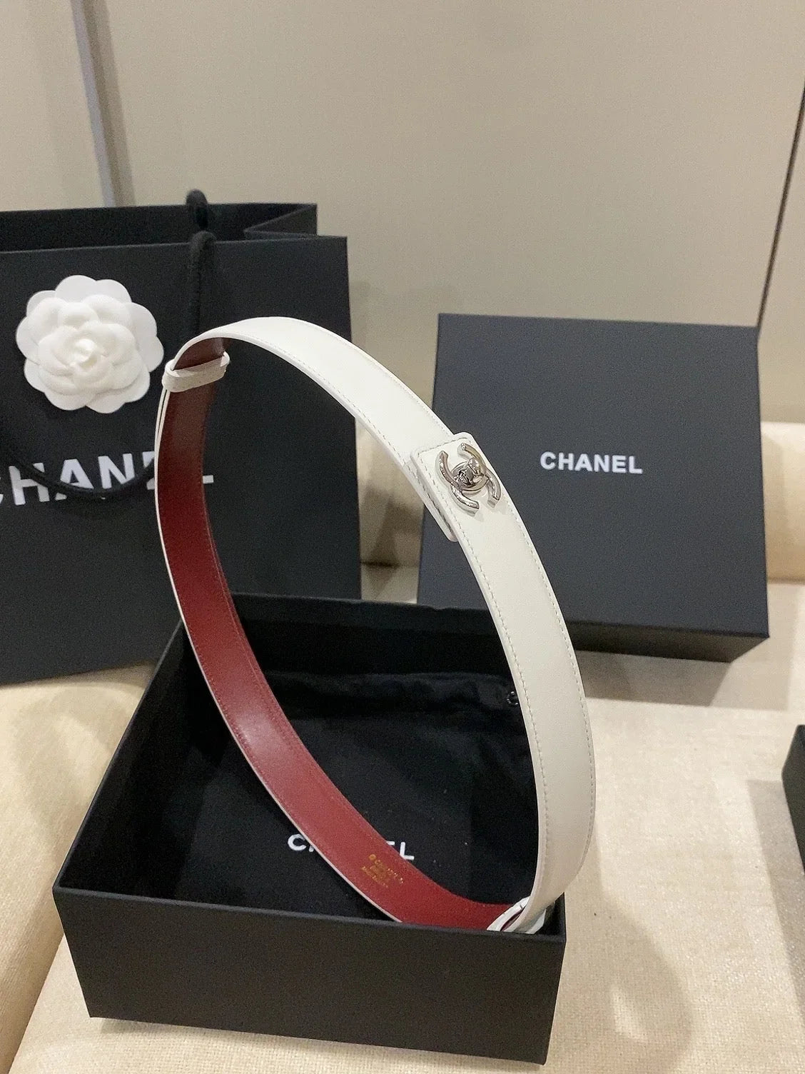 Chanel 2026 Double C Belt 25mm Suede Leather 215395