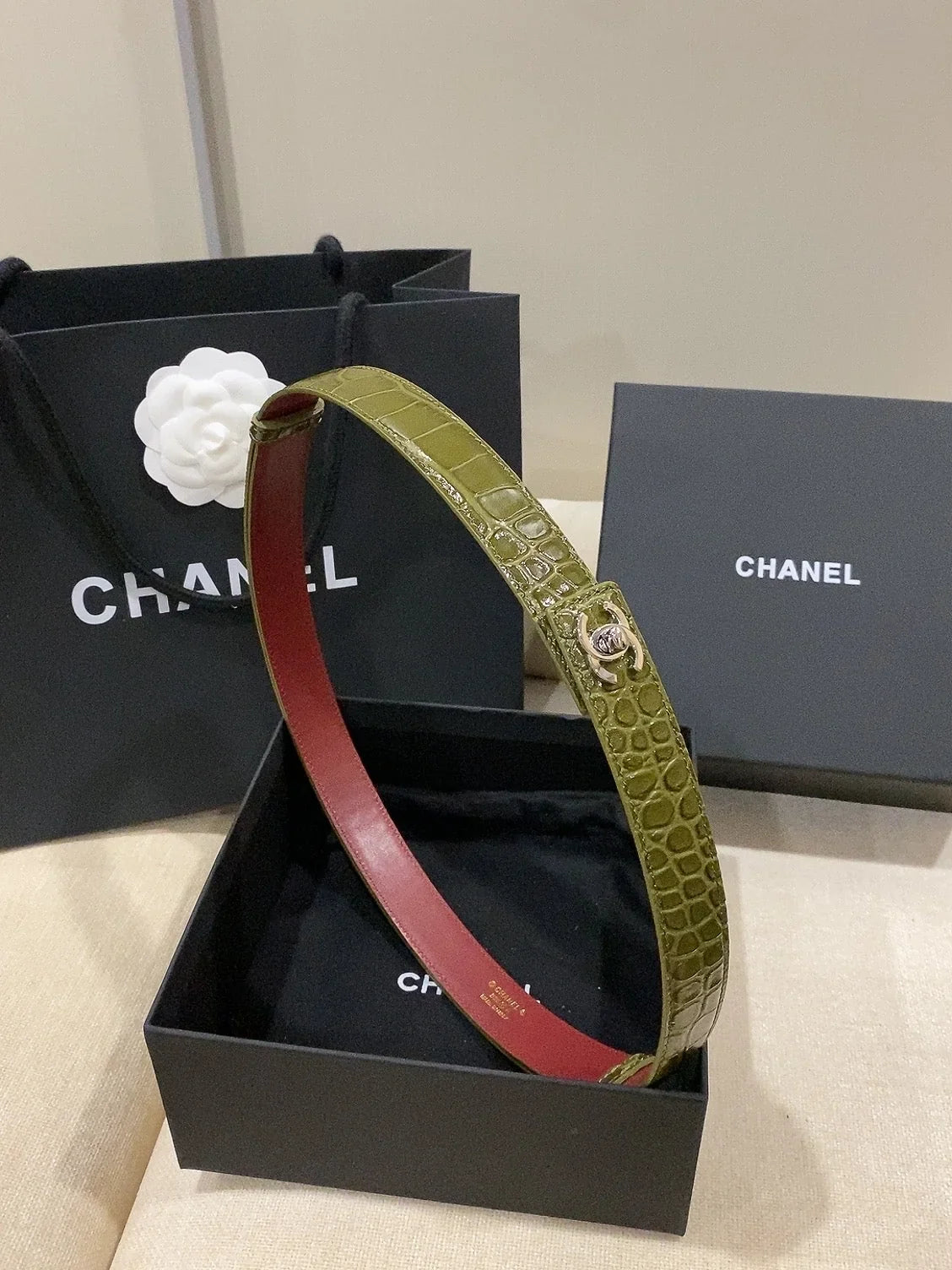 Chanel 2026 Double C Belt 25mm Suede Leather 215395