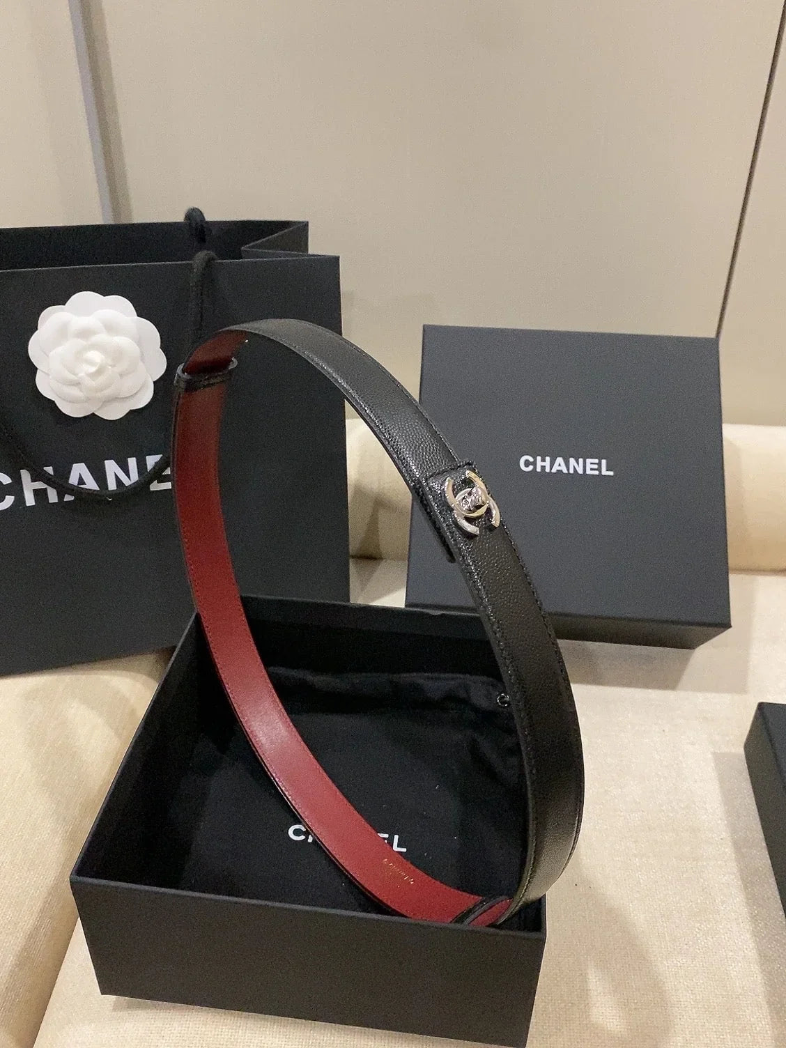 Chanel 2026 Double C Belt 25mm Suede Leather 215395