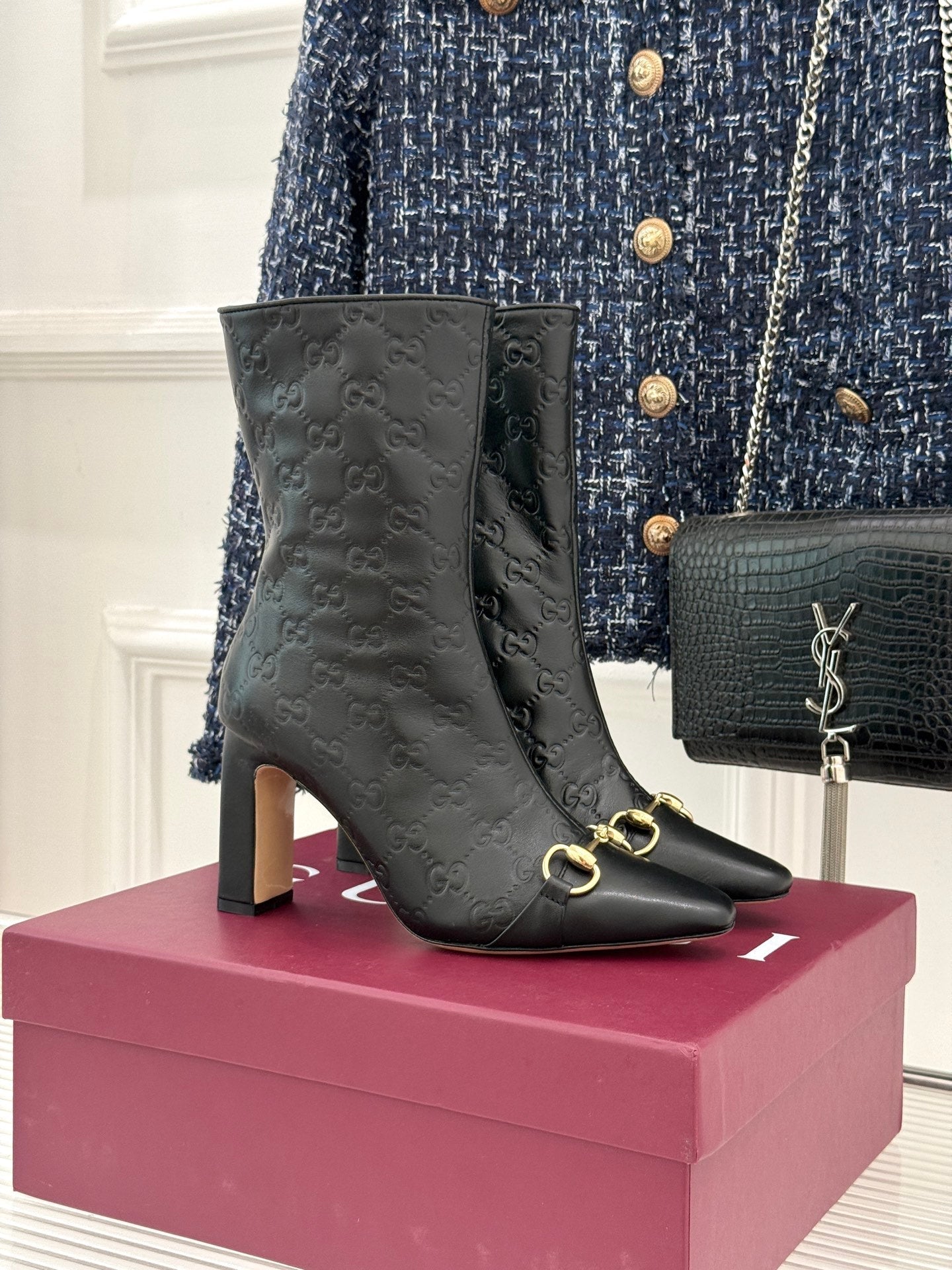 GG 26s Horsebit Ankle Boots 7.5cm Leather 174664