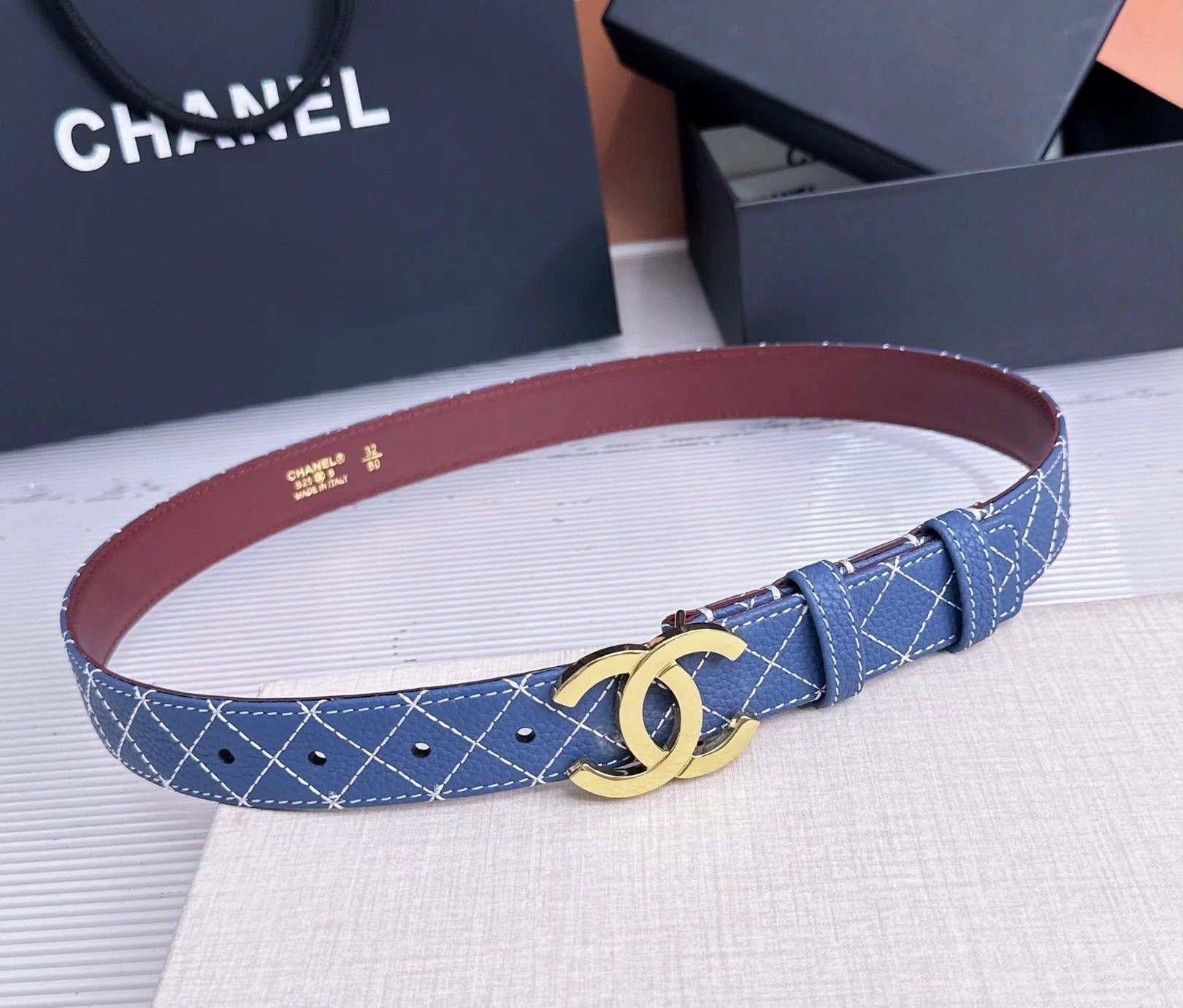 Chanel 2026 Matelassé Belt 30mm Cowhide 215561