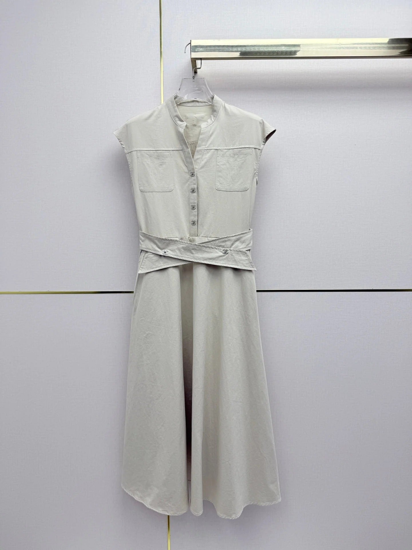 Chanel 2026 Denim V-Neck Dress Cotton 389413