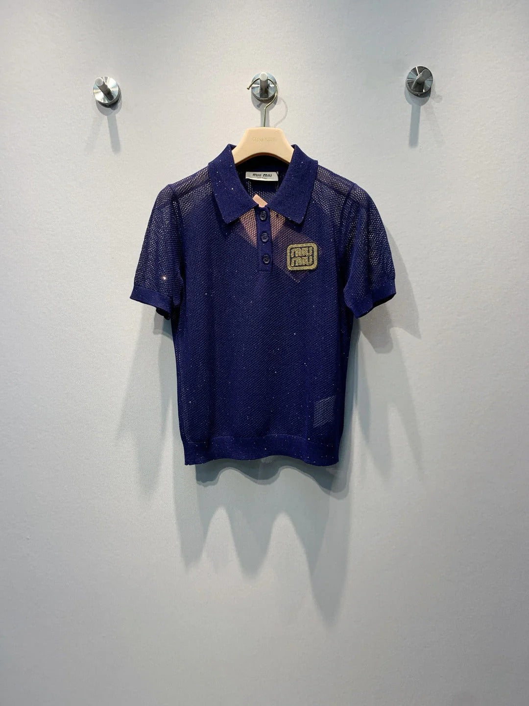 MiuMiu 2026 Mesh Polo Shirt Tencel 648090
