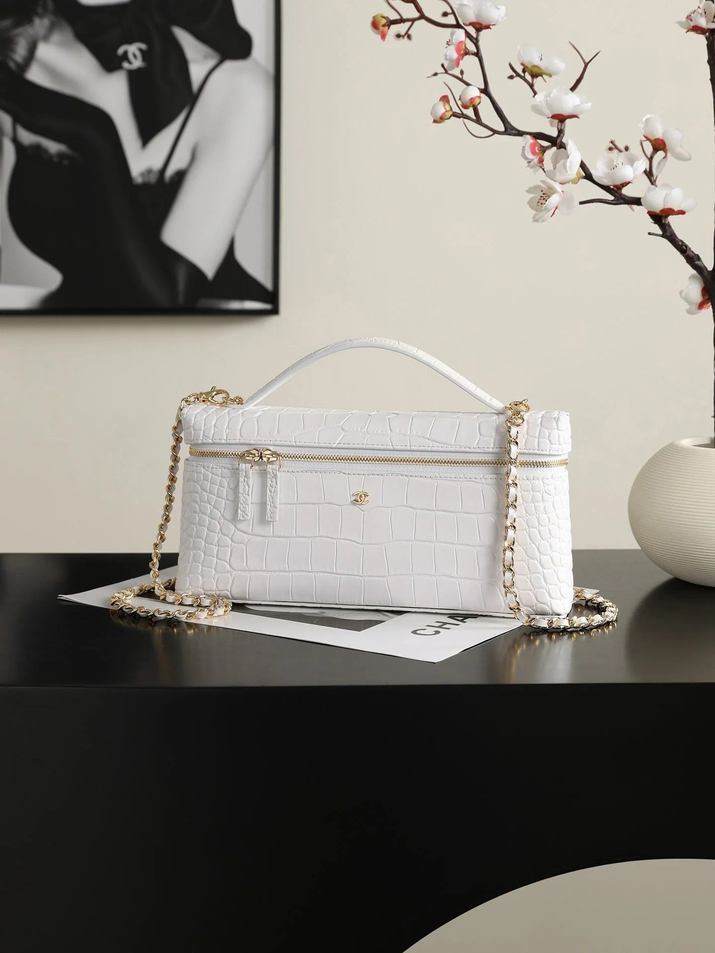 Chanel 2026 Crocodile Embossed Vanity Bag 25cm Leather