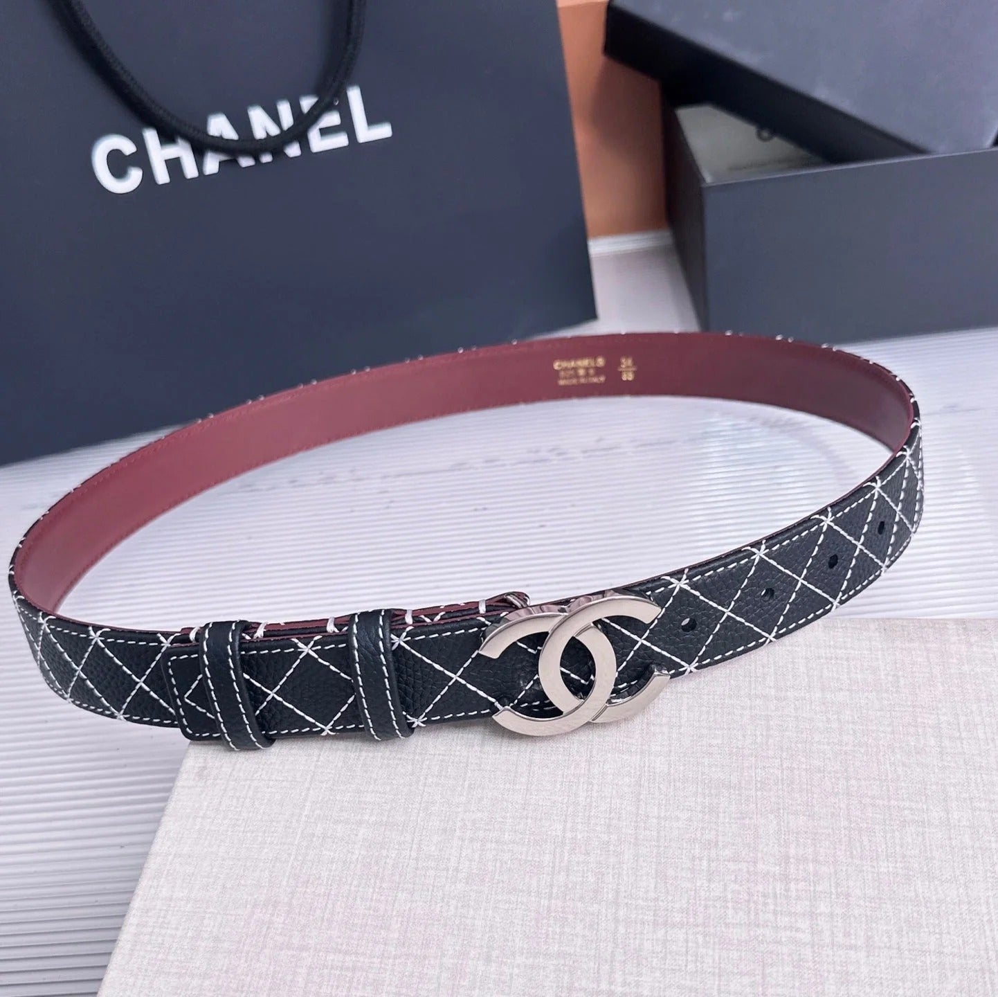 Chanel 2026 Matelassé Belt 30mm Cowhide 215561