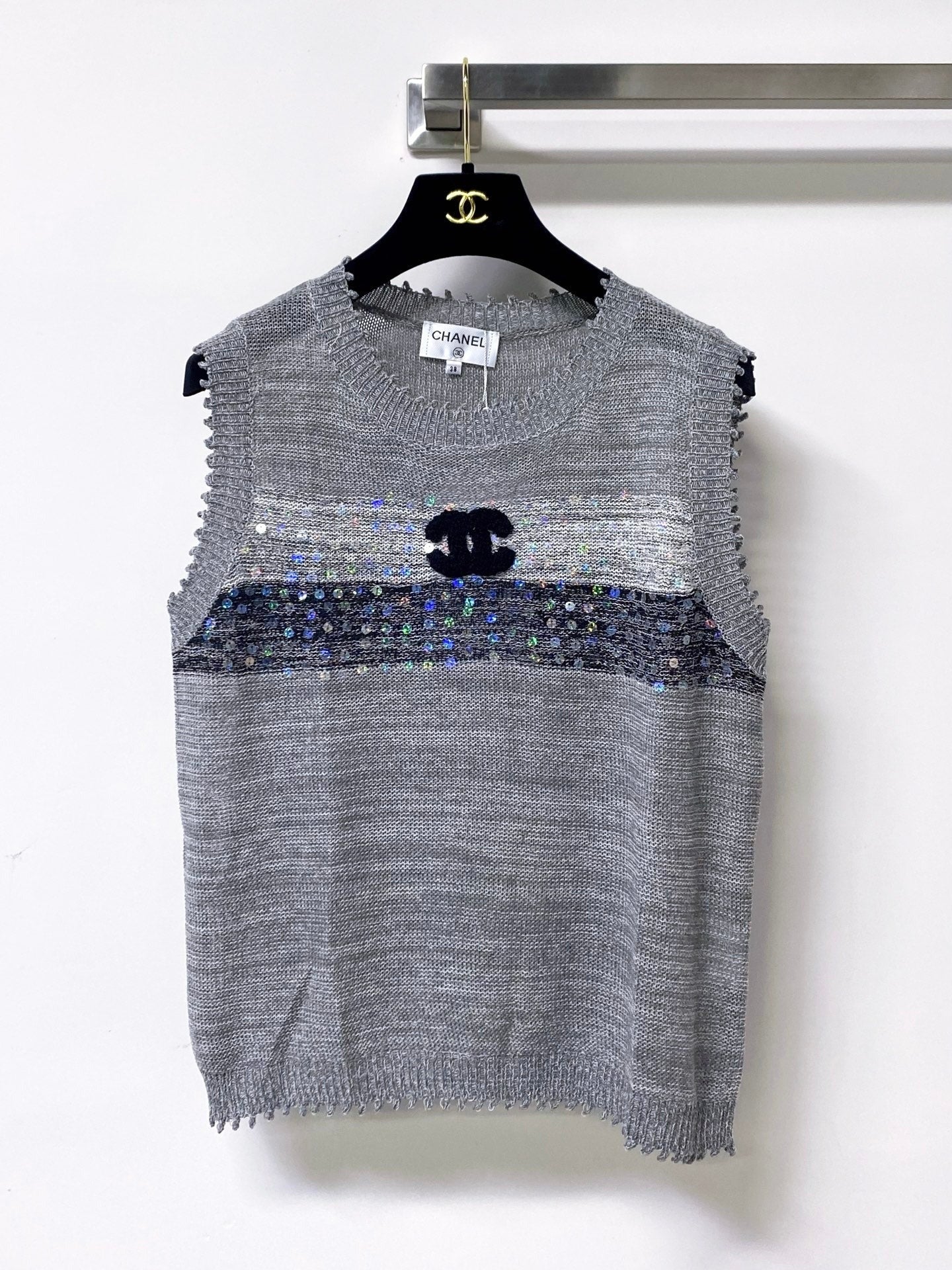 Chanel 2026 Vest Shirt Grey White Tencel Wool 295272