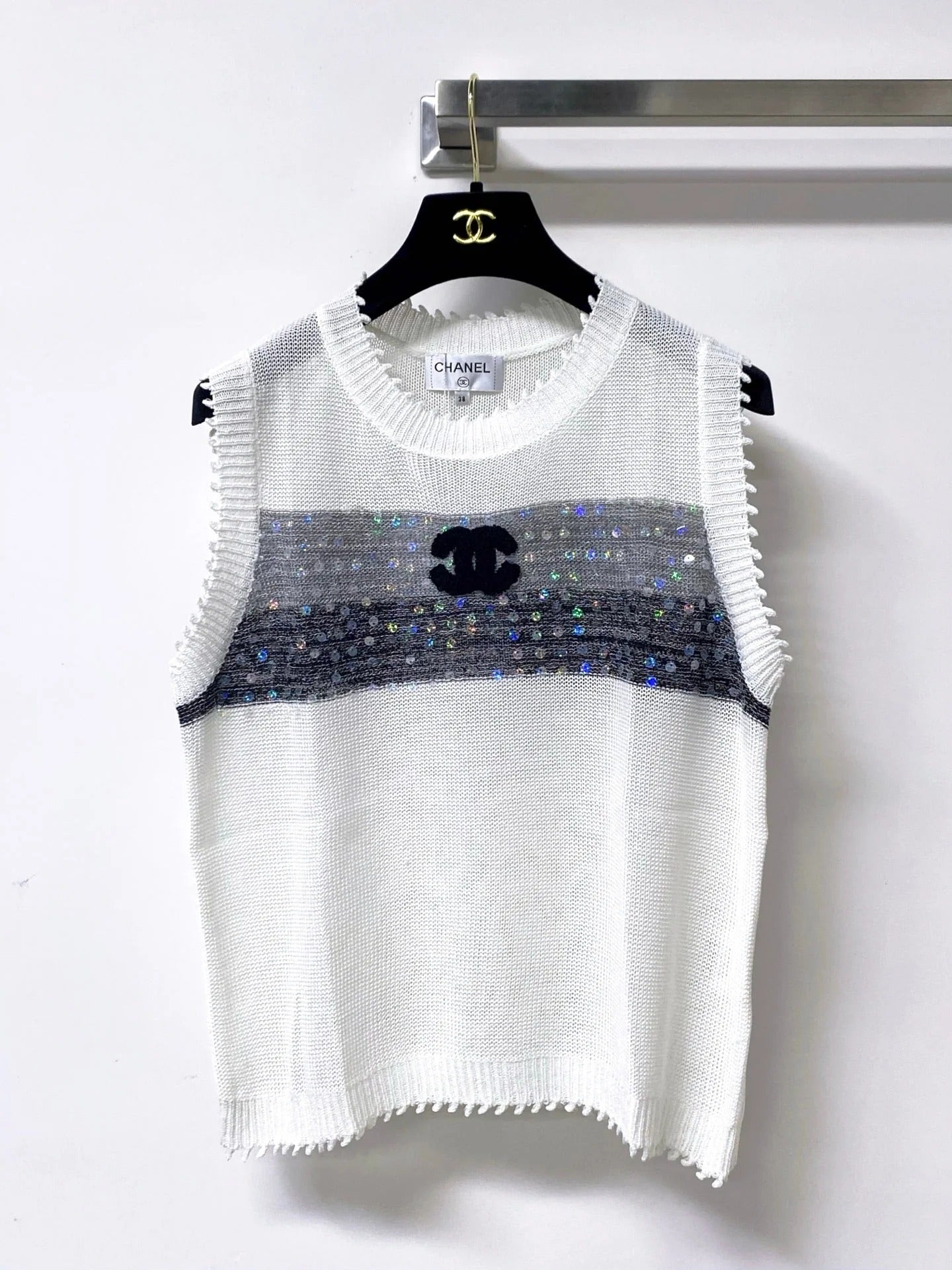 Chanel 2026 Vest Shirt Grey White Tencel Wool 295272