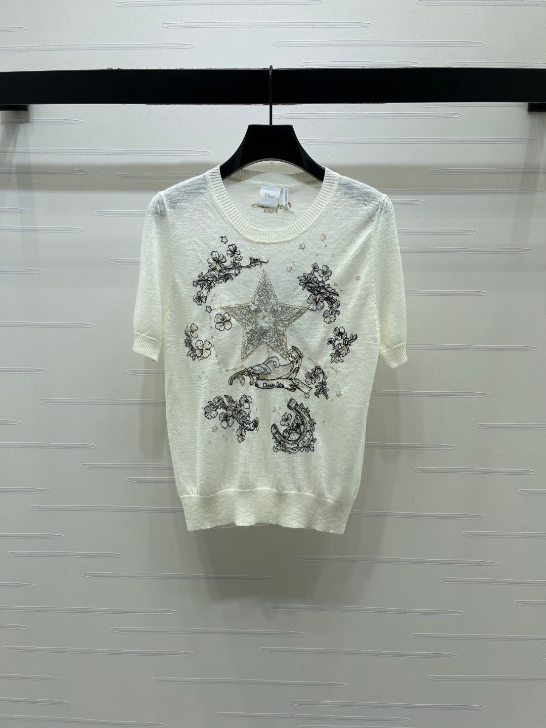 CD Dioriviera Embroidered Short-Sleeved Sweater Tencel Polyester