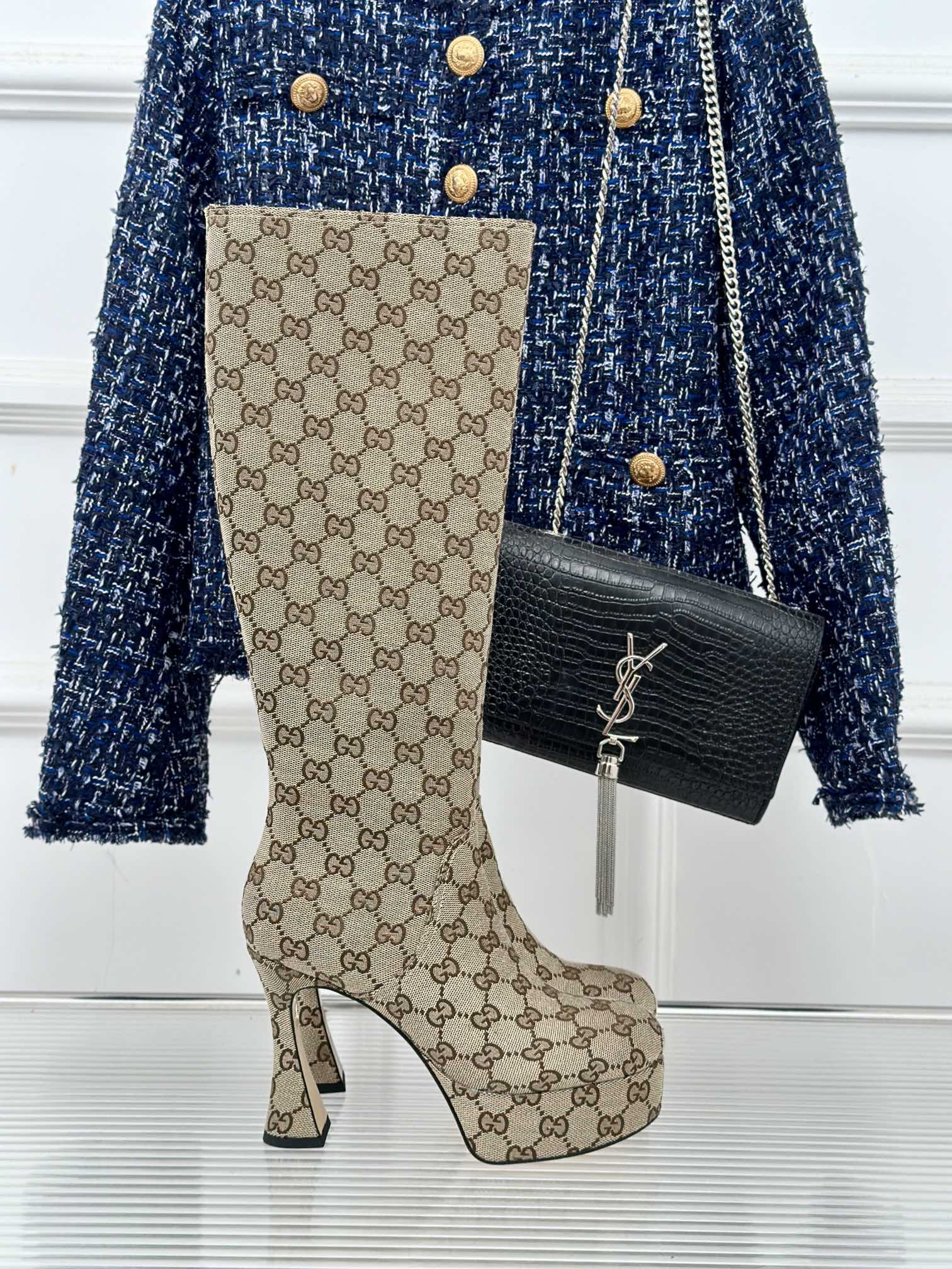 GG 26s Platform High Boots 11.5cm Canvas 174673