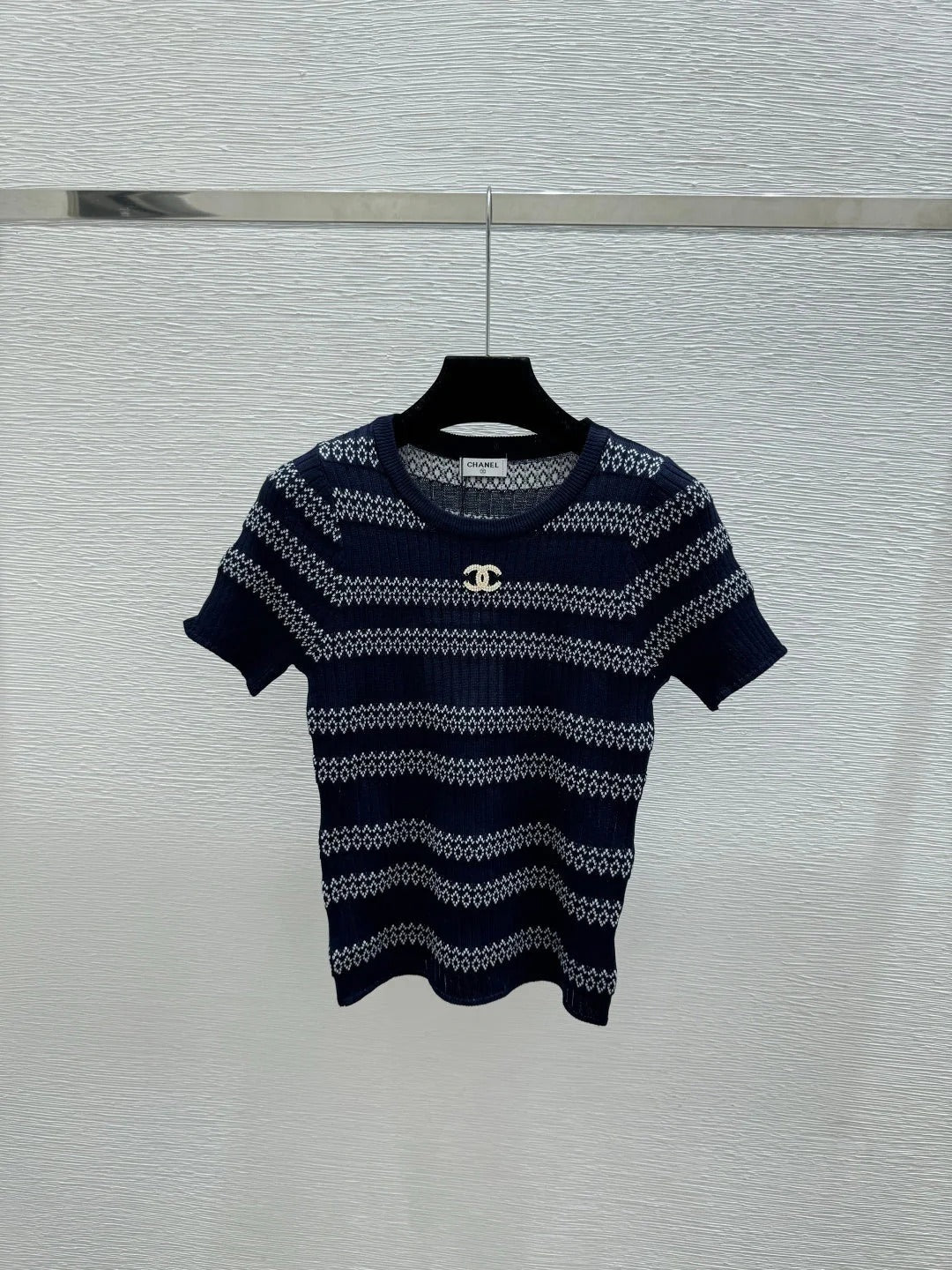 Chanel 2026 Striped Short-Sleeve Shirt Tencel 516741