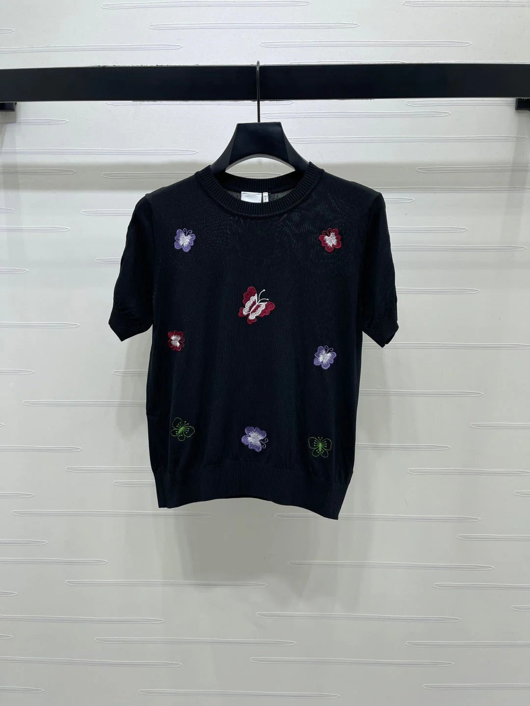 CD 2026 Embroidered Butterfly Knit Short-Sleeve T-Shirt Cotton 422553