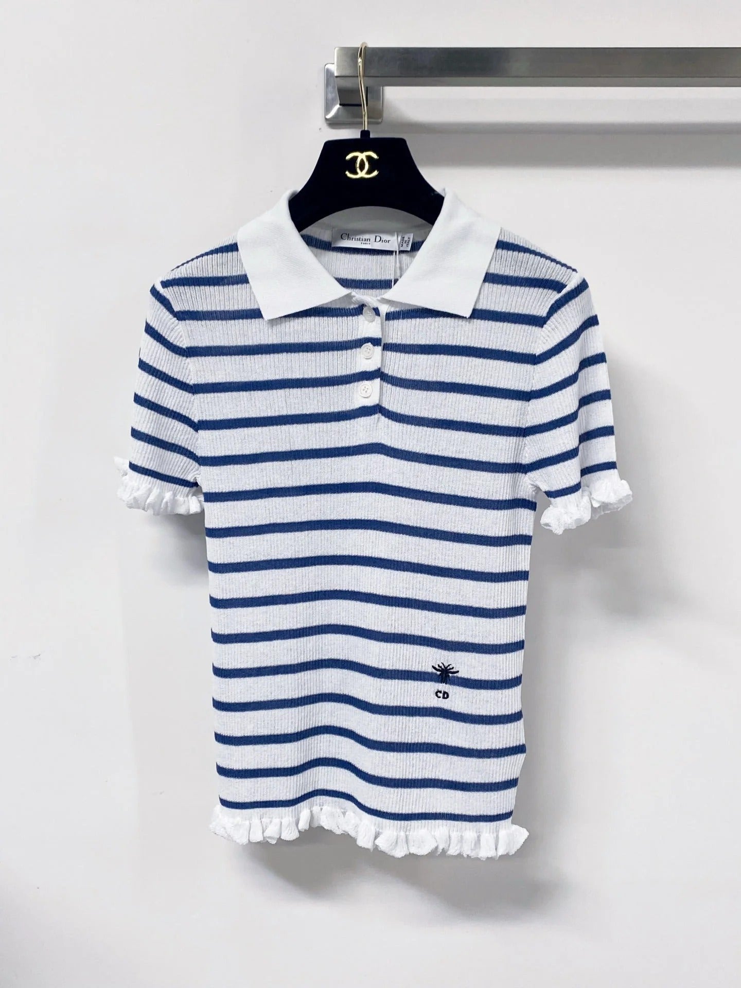 Dior 2026 Stripes Polo Knitted Short-Sleeve Shirt Tencel 479853