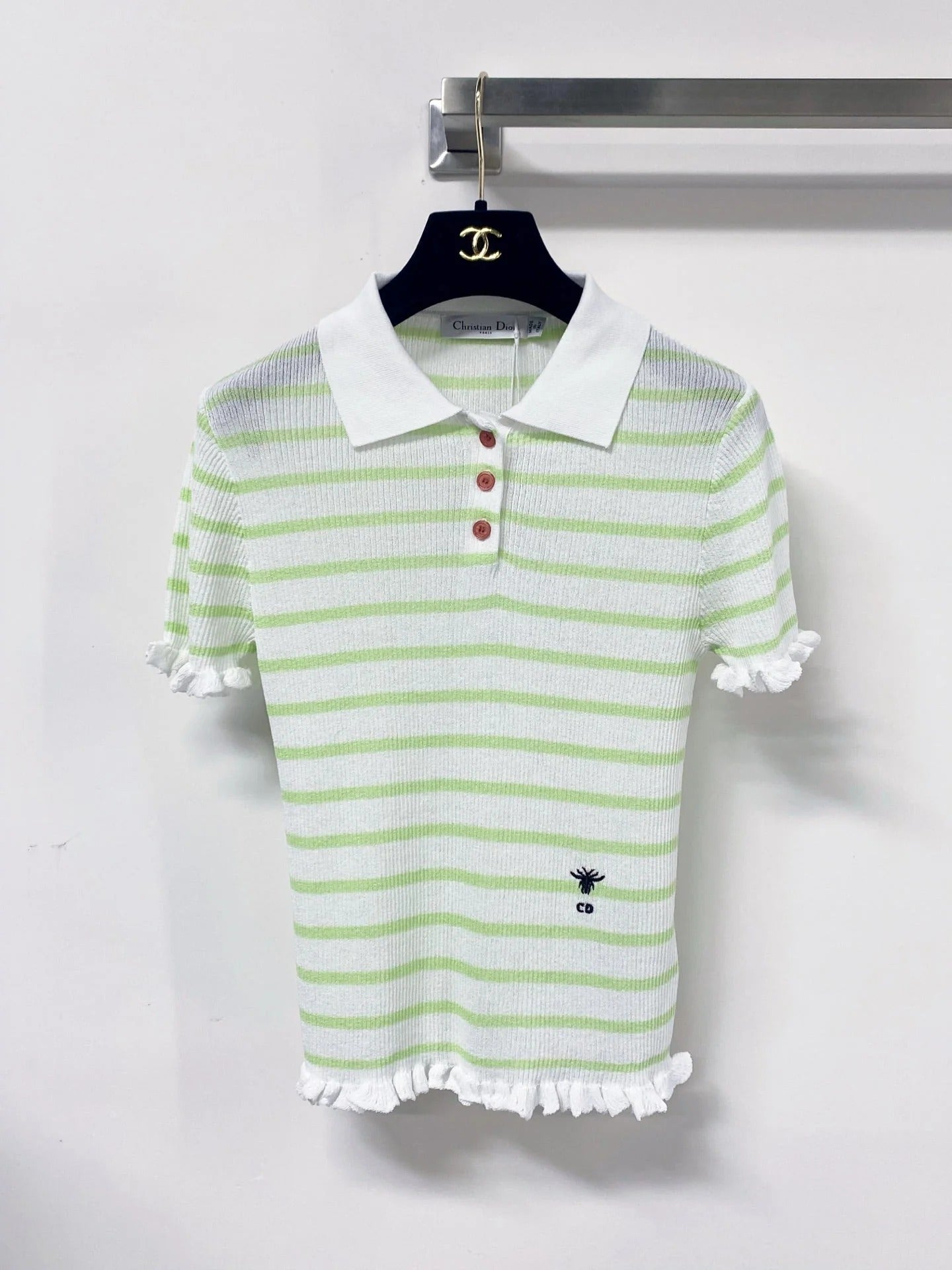 Dior 2026 Stripes Polo Knitted Short-Sleeve Shirt Tencel 479853