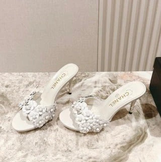 CC 26s Floral High Heel Slippers 75 Sheepskin 658446