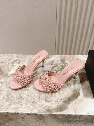 CC 26s Floral High Heel Slippers 75 Sheepskin 658446