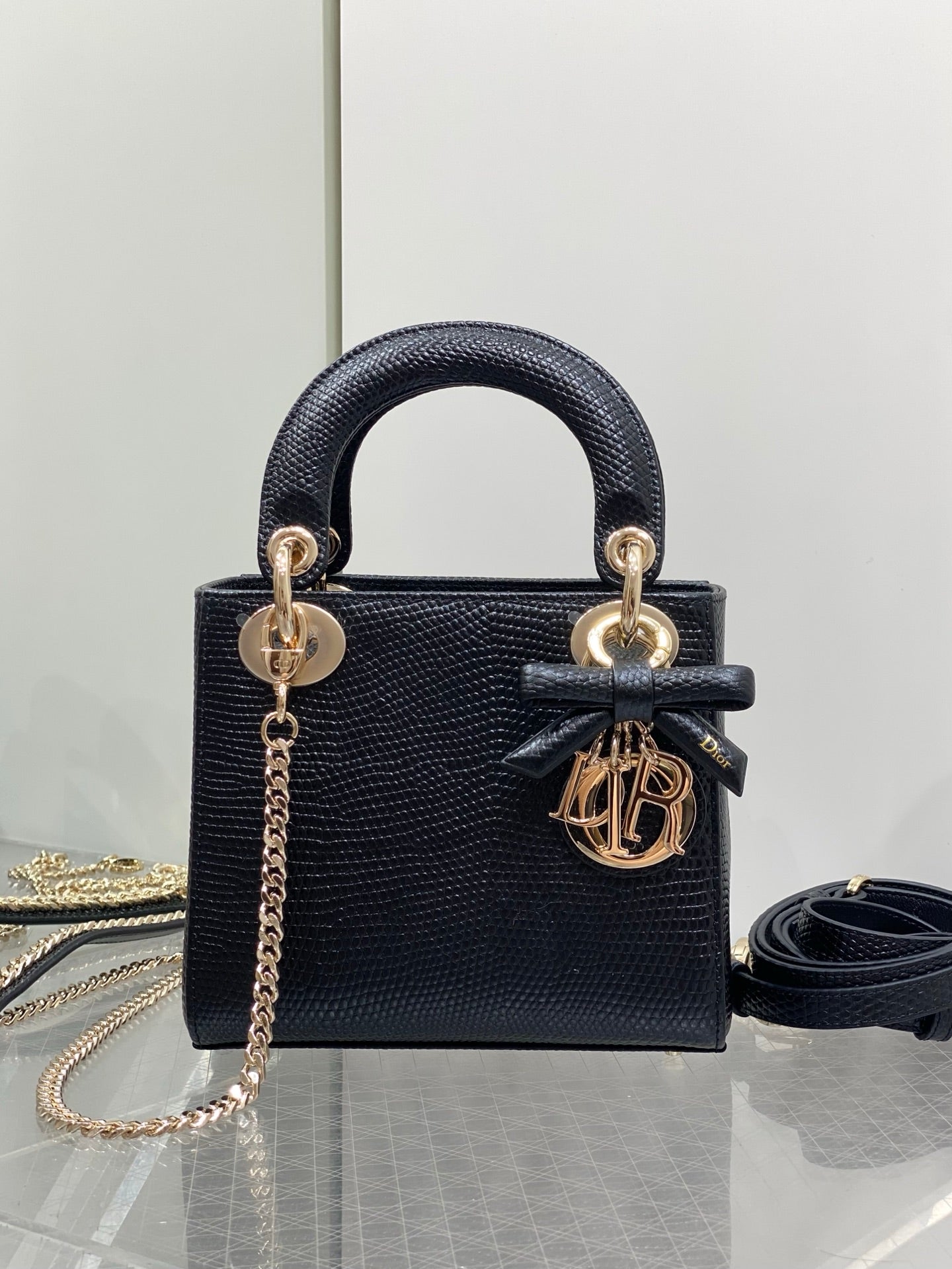 Dior 2026 Lizard Print Lady Dior Bag 17cm Leather 408667
