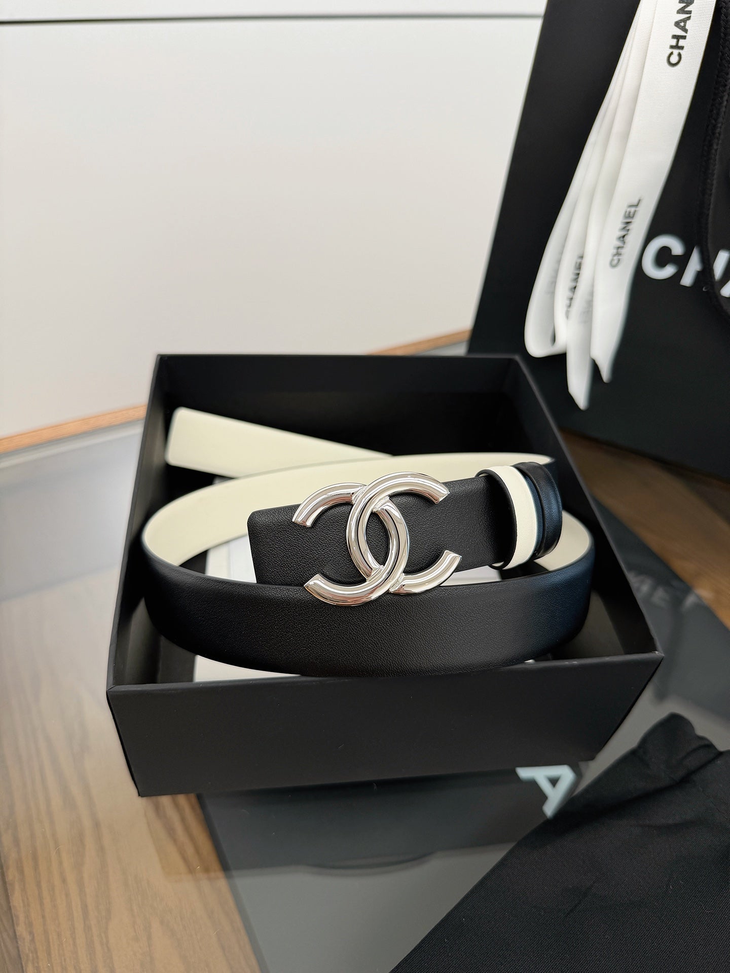 CC 26FW Reversible Belt 3cm Brass Buckle Calfskin 220705